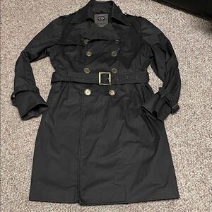 Christian Dior black Double-Breasted Trench Coat with logo buckle/buttons